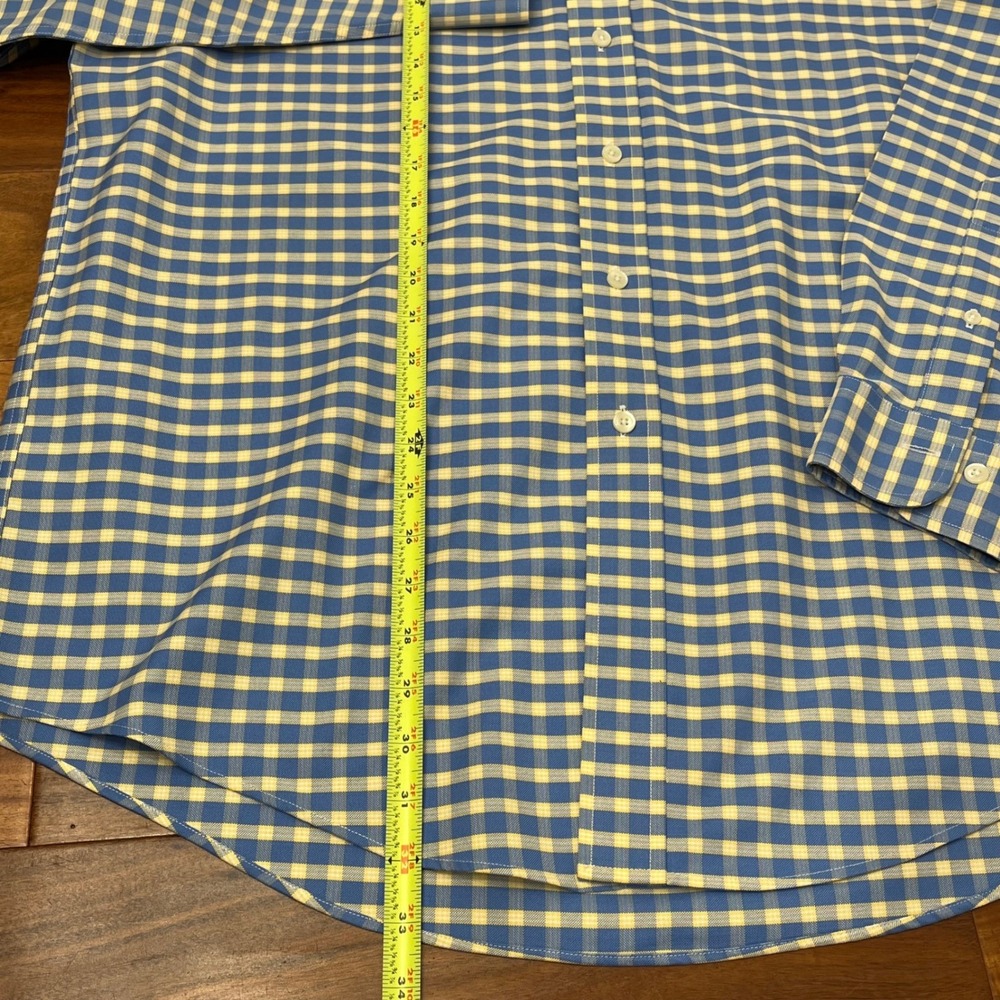 Brooks Brothers 346 Shirt Mens L Blue Yellow Gingham Supima Cotton Non-Iron LS - Picture 5 of 7